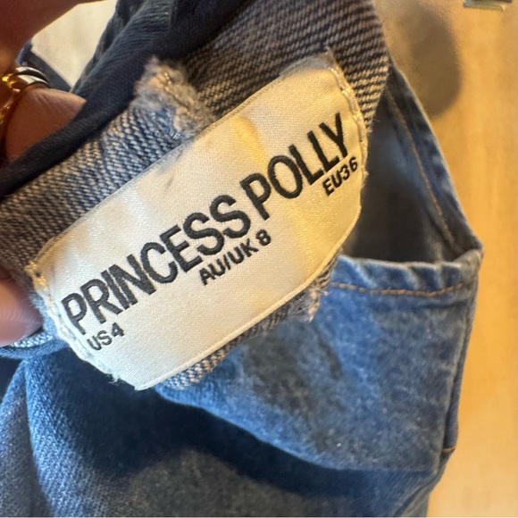 Princess Polly Arwen Denim Mini Dress Blue Slip Dress with Cutout Detail Size 4 - Picture 10 of 10
